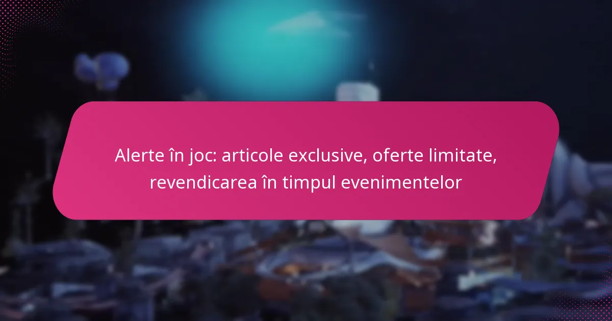 Alerte în joc: articole exclusive, oferte limitate, revendicarea în timpul evenimentelor