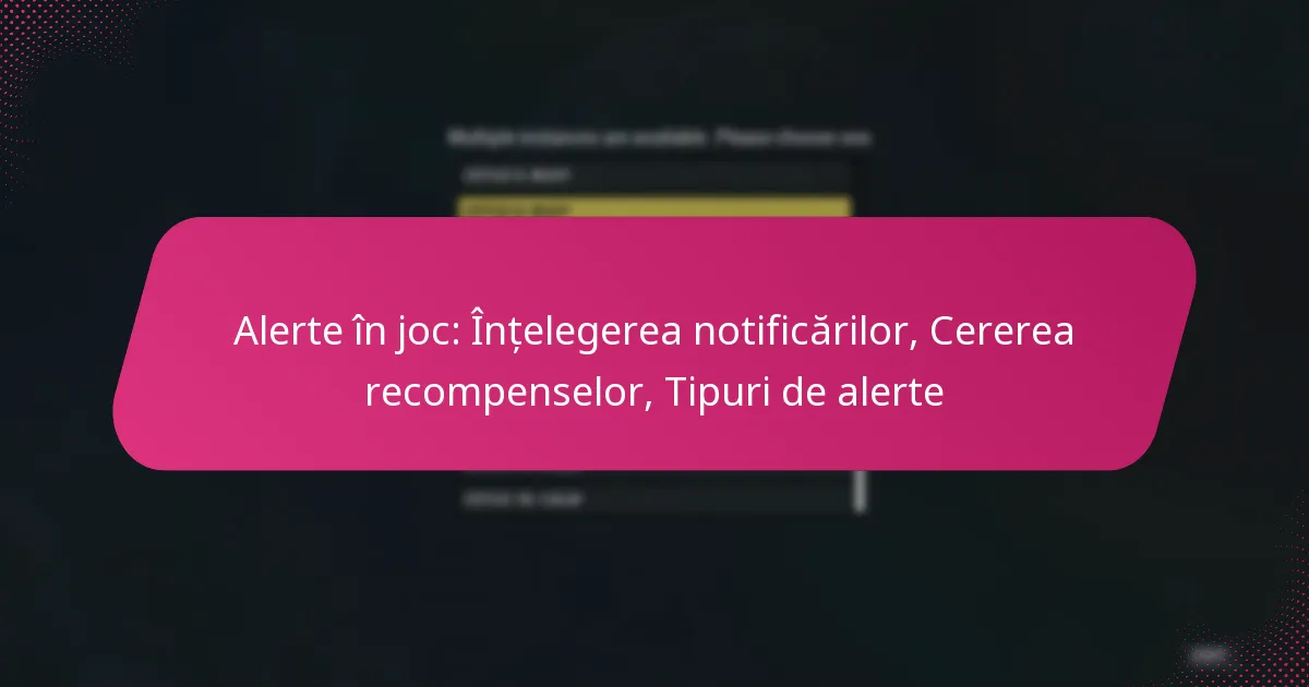 Alerte în joc: Înțelegerea notificărilor, Cererea recompenselor, Tipuri de alerte